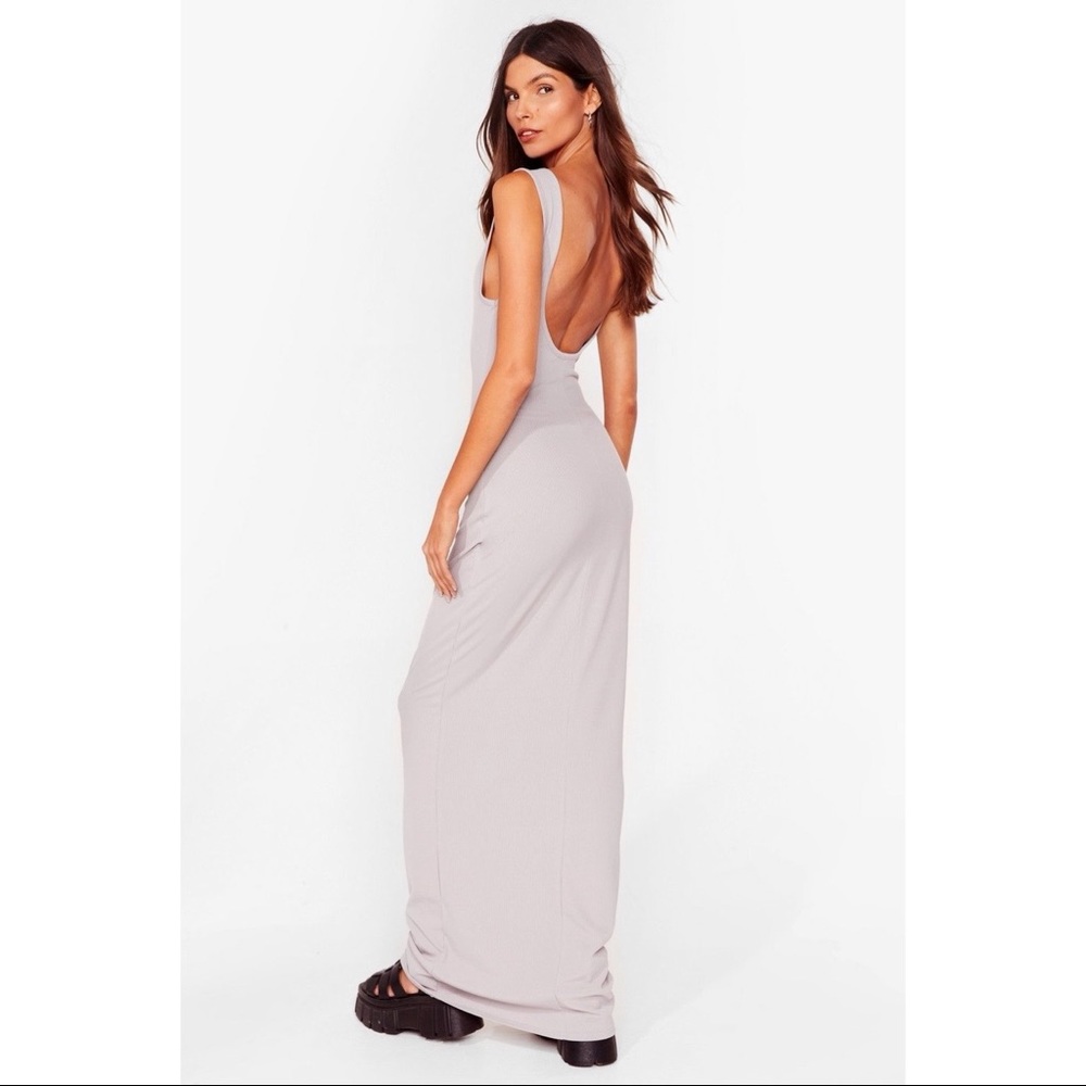 Don't Look Scoop Back Ribbed Maxi Dress